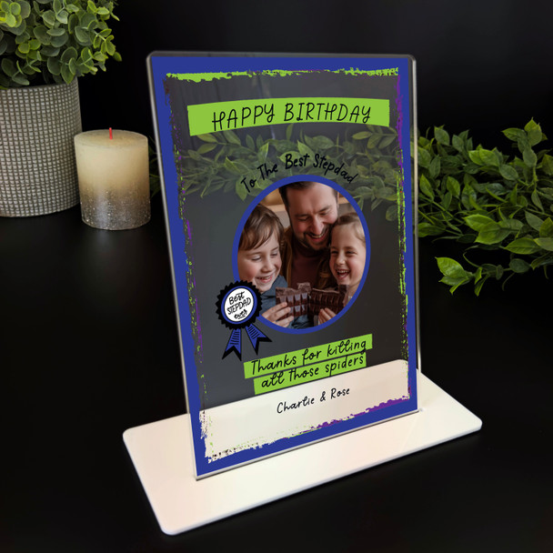 Stepdad Birthday Gift Best Stepdad Ever Round Photo Personalised Acrylic Plaque