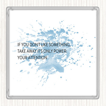 Blue White Take Away Your Attention Inspirational Quote Coaster