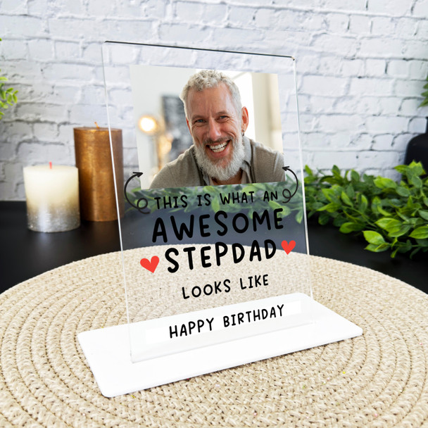 Stepdad Birthday Gift Awesome Stepdad Photo Personalised Acrylic Plaque