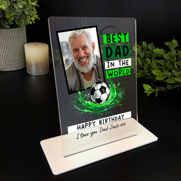 Birthday Gift Best Dad Football Photo Personalised Acrylic Plaque