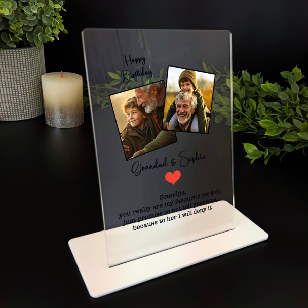 Grandad Birthday Gift Red Heart Photo Personalised Acrylic Plaque
