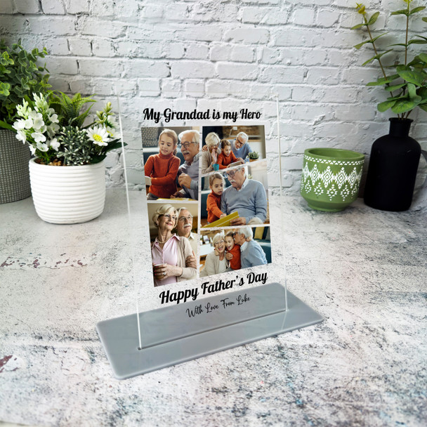Grandfather Fathers Day Gift Grandad My Hero Photo Personalised Acrylic Plaque