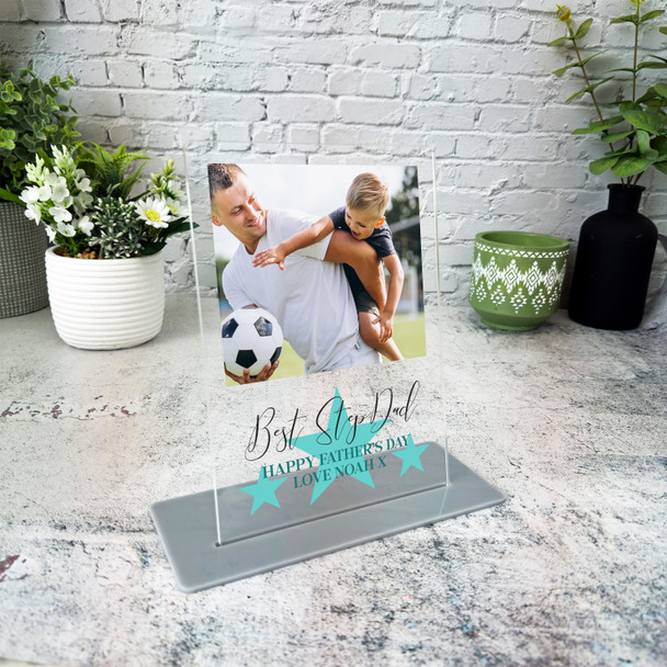 Best Step Dad Happy Father's Day Gift Star Photo Personalised Acrylic Plaque