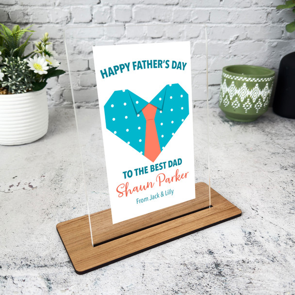 Fathers Day Gift Heart Shape Shirt With Tie Personalised Acrylic Plaque