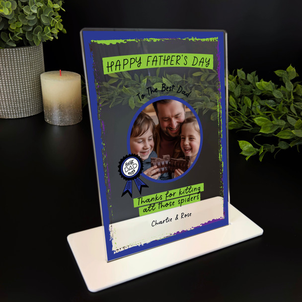 Fathers Day Gift Best Dad Ever Round Photo Personalised Acrylic Plaque