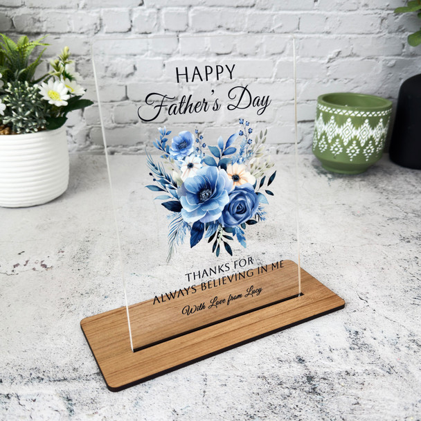 Fathers Day Gift Watercolour Navy Floral Personalised Acrylic Plaque