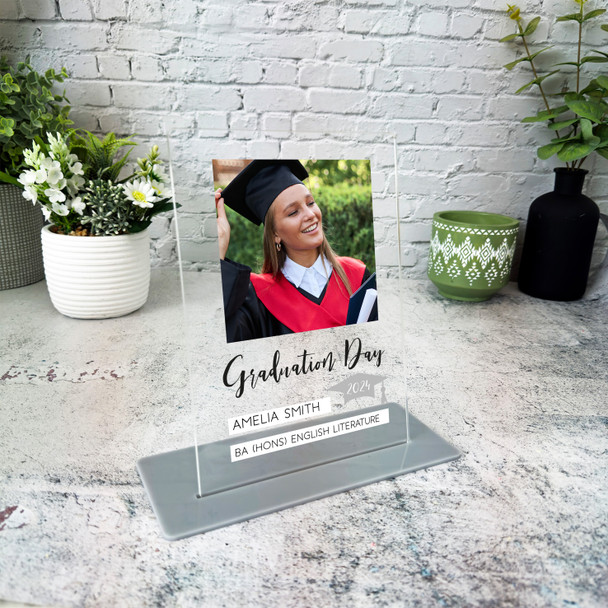 Graduation Day Gift Hat Grey Photo Personalised Acrylic Plaque Graduation Day Gift Hat Grey Photo Personalised Acrylic Plaque