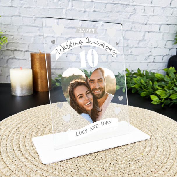 10th Wedding Anniversary Photo Gift Personalised Acrylic Plaque