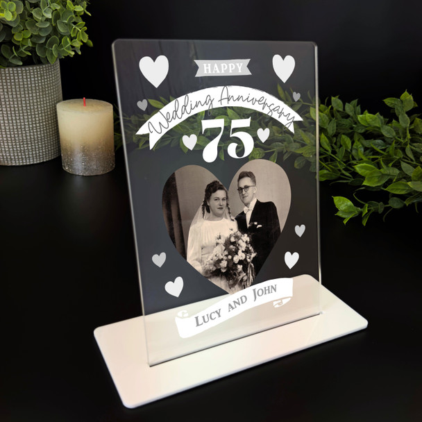 75th Wedding Anniversary Photo Gift Personalised Acrylic Plaque