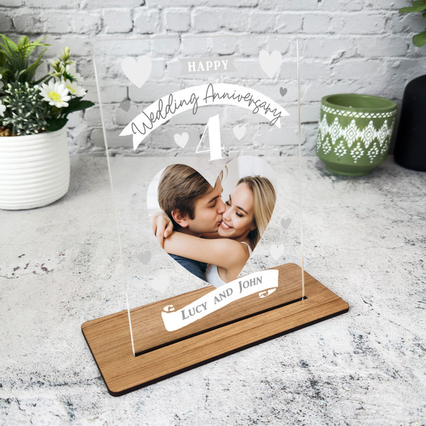4th Wedding Anniversary Photo Gift Personalised Acrylic Plaque