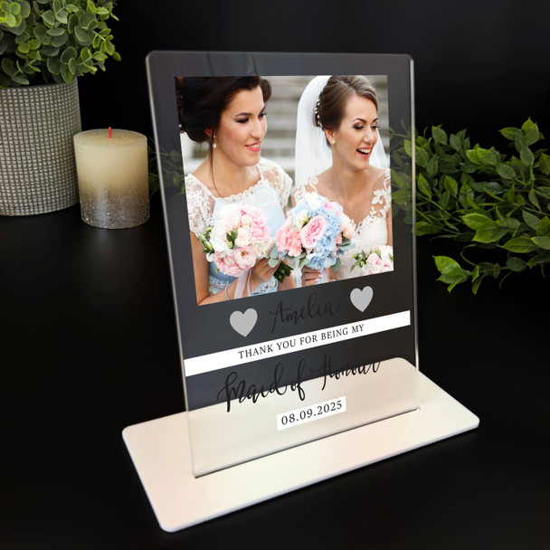 Thank You Maid Of Honour Gift Wedding Day Photo Personalised Acrylic Plaque