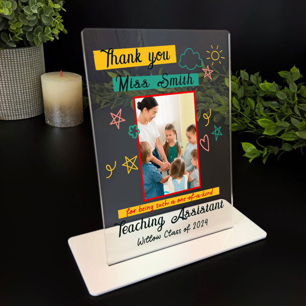 Thank You Teaching Assistant Gift Doodles Photo Personalised Acrylic Plaque