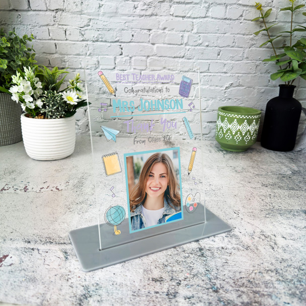 Best Teacher Gift Award Photo Personalised Acrylic Plaque