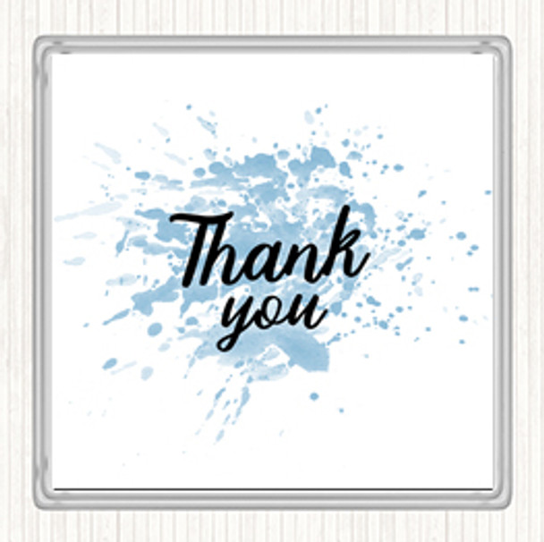 Blue White Thank You Inspirational Quote Coaster