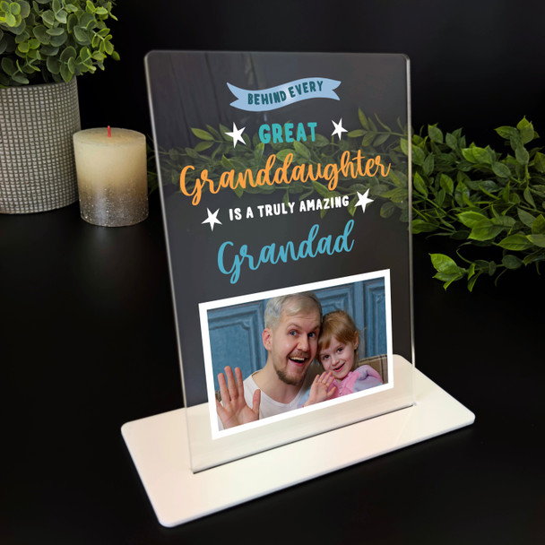 Granddaughter Amazing Granddad Gift Blue Photo Personalised Acrylic Plaque