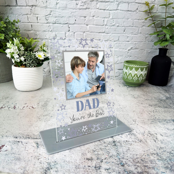 Gift For Dad You're The Best Grey Star Photo Personalised Acrylic Plaque