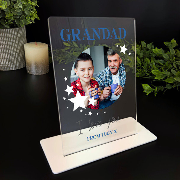 Gift For Grandad I Love You Star Photo Personalised Acrylic Plaque