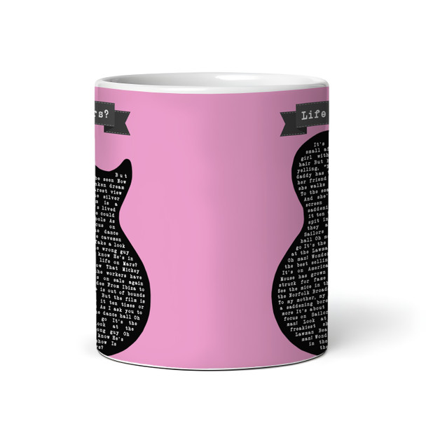 Pink Guitar Any Song Lyrics Custom Music Gift Coffee Tea Cup Personalised Mug