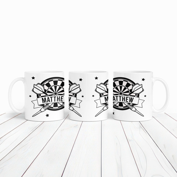 Darts Gift Black White Coffee Tea Cup Personalised Mug