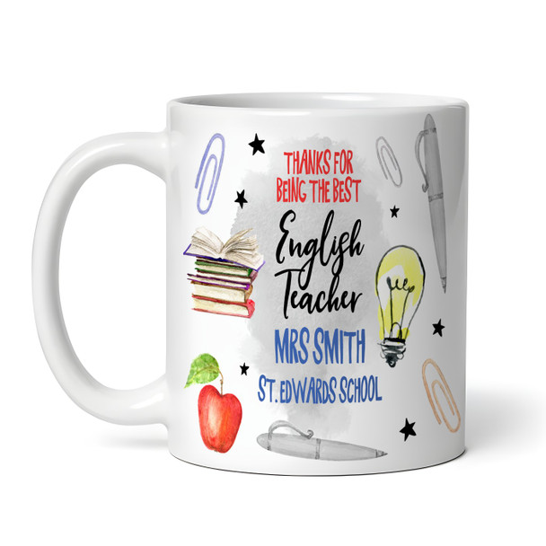 English Teacher Gift Thank You School Coffee Tea Cup Personalised Mug