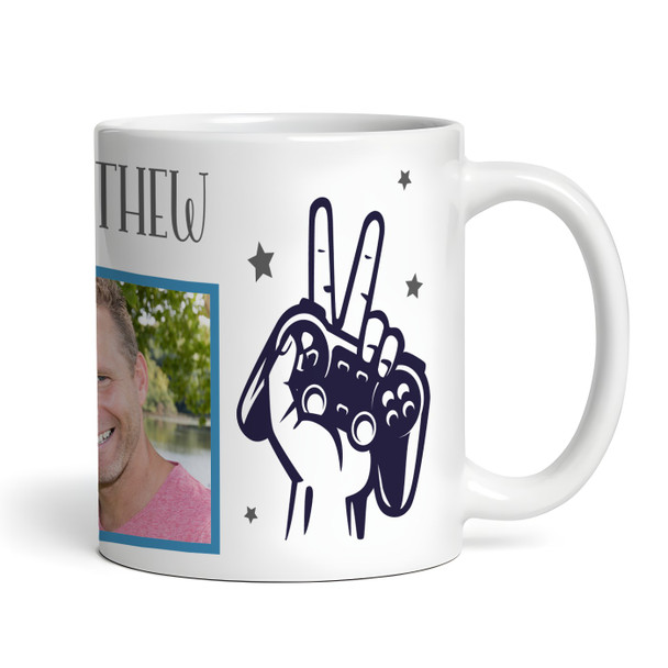 Gamer Controller Hand Blue Photo Gaming Gift Coffee Tea Cup Personalised Mug