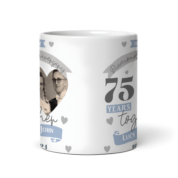 75 Years Together 75th Wedding Anniversary Gift Diamond Photo Personalised Mug