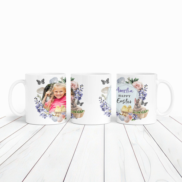 Happy Easter Gift Purple Frame Photo Coffee Tea Cup Personalised Mug