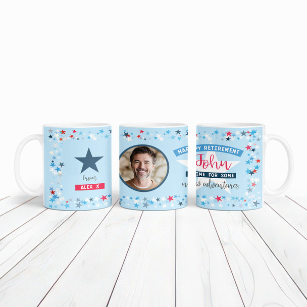Happy Retirement Gift Blue Star Photo Coffee Tea Cup Personalised Mug