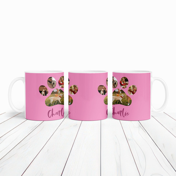 Pet Cat Dog Lover Gift Paw Print Photo Pink Coffee Tea Cup Personalised Mug