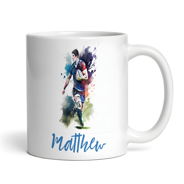 Rugby Gift Blue Paint Photo Coffee Tea Cup Personalised Mug