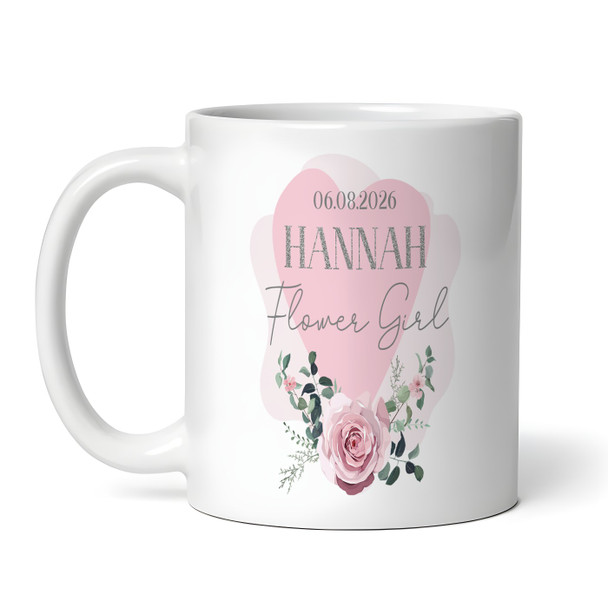 Wedding Flower Girl Gift Pink Rose Coffee Tea Cup Personalised Mug