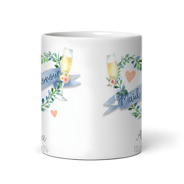 Wedding Maid Of Honour Gift Blue Banner Flutes Coffee Tea Cup Personalised Mug