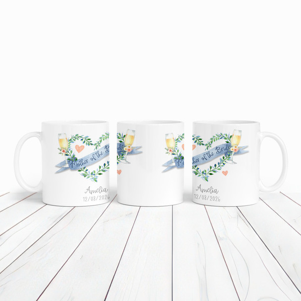 Wedding Mother Of The Bride Gift Blue Banner Flutes Coffee Tea Personalised Mug