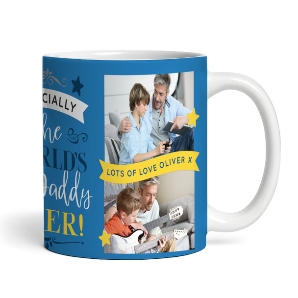 Worlds Best Daddy Blue Photo Father's Day Gift Coffee Tea Cup Personalised Mug