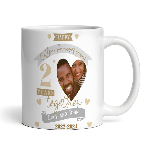 2 Years Together 2nd Wedding Anniversary Gift Cotton Photo Personalised Mug