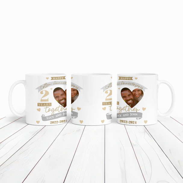 2 Years Together 2nd Wedding Anniversary Gift Cotton Photo Personalised Mug