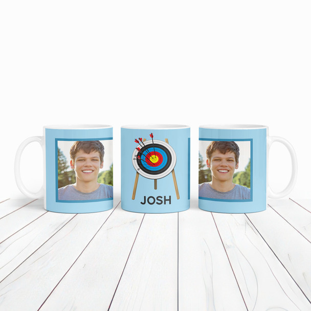 Archery Gift Blue Photo Coffee Tea Cup Personalised Mug