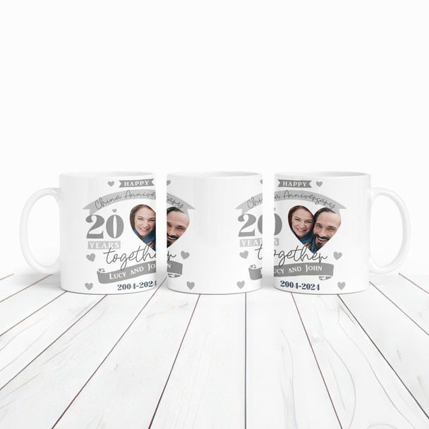 20 Years Together 20th Wedding Anniversary Gift China Photo Personalised Mug