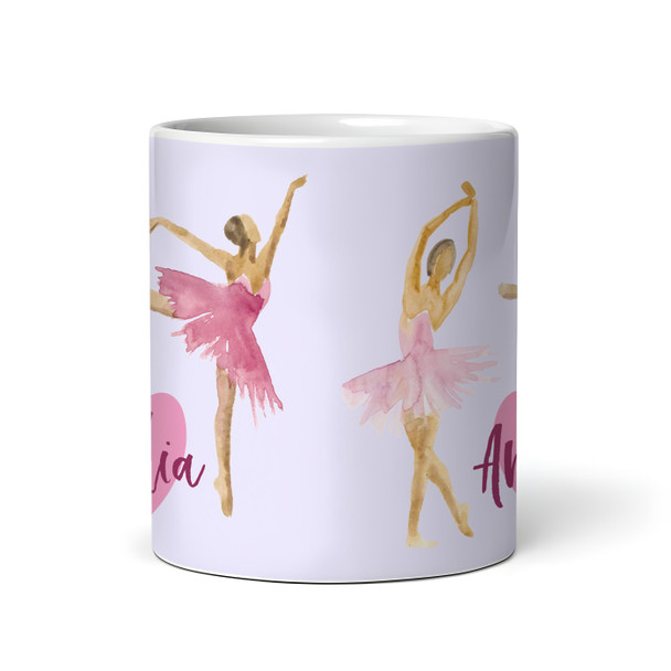 Ballerina Dancer Gift Pink Purple Heart Coffee Tea Cup Personalised Mug