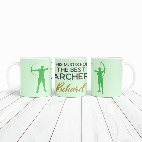 Best Archer Archery Gift Green Silhouette Coffee Tea Cup Personalised Mug