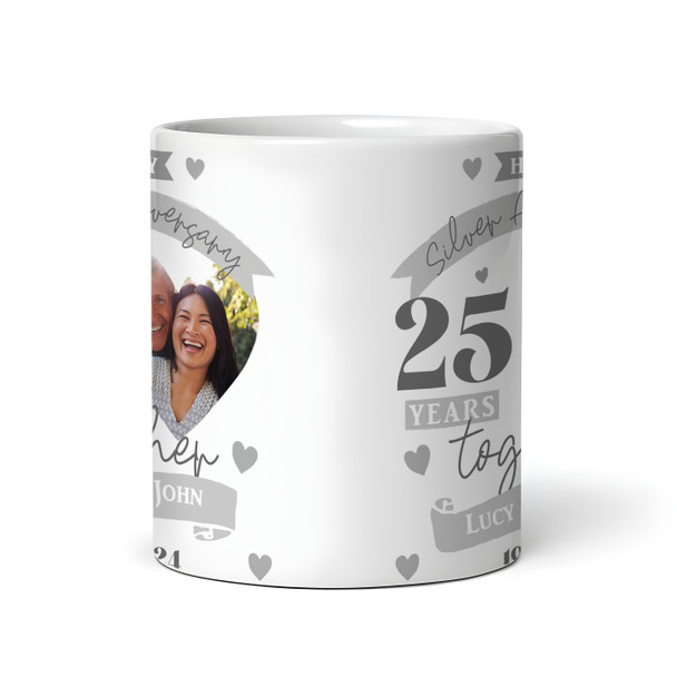 25 Years Together 25th Wedding Anniversary Gift Silver Photo Personalised Mug