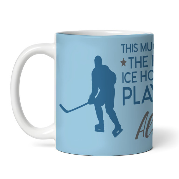 Best Ice Hockey Gift Player Blue Silhouette Coffee Tea Cup Personalised Mug