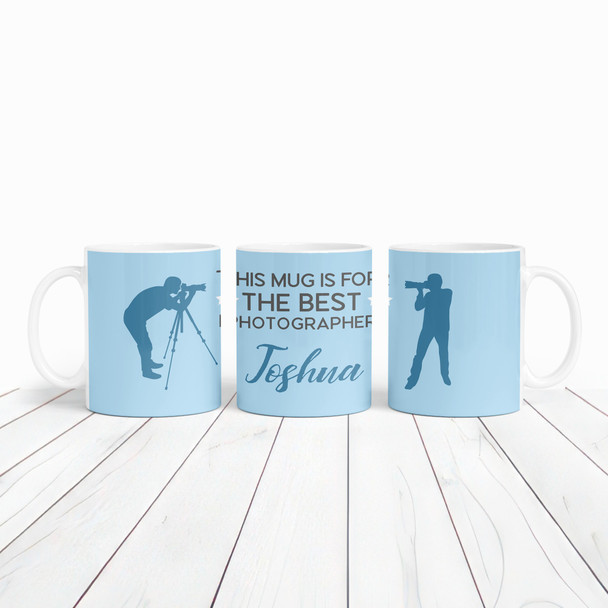 Best Photographer Gift Blue Silhouette Coffee Tea Cup Personalised Mug