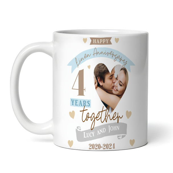 4 Years Together 4th Wedding Anniversary Gift Leather Photo Personalised Mug
