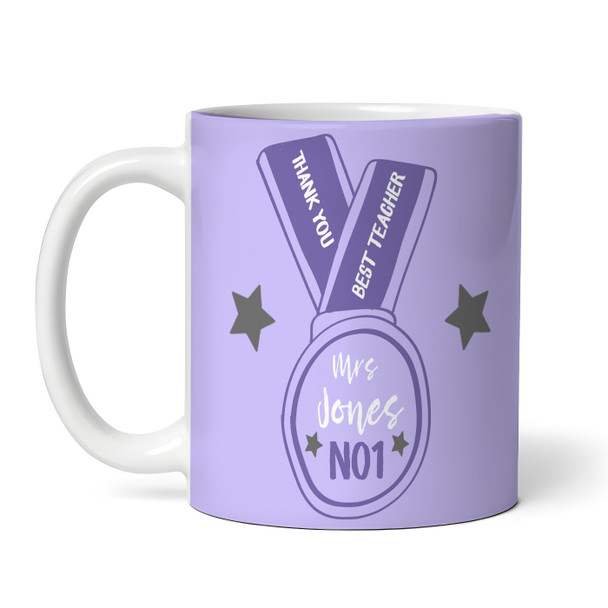 Best Teacher Gift Purple Medal Coffee Tea Cup Personalised Mug