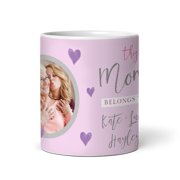 This Mom Belongs Birthday Mother's Day Photo Purple Flower Gift Personalised Mug