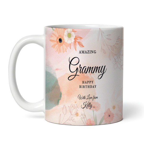 Amazing Grammy Birthday Floral Heart Photo Gift Coffee Tea Cup Personalised Mug