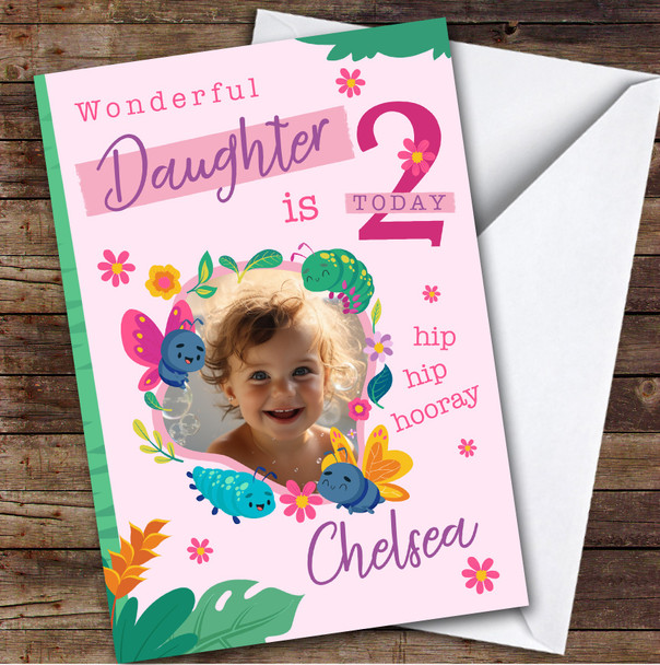 Daughter 2nd Cute Insects Photo Custom Personalised Birthday Card