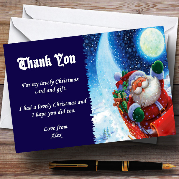 Blue Santa Customised Christmas Party Thank You Cards