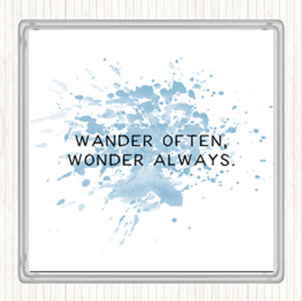 Blue White Wander Often Inspirational Quote Coaster